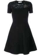 Valentino Lace And Crepe Mini Dress - Black
