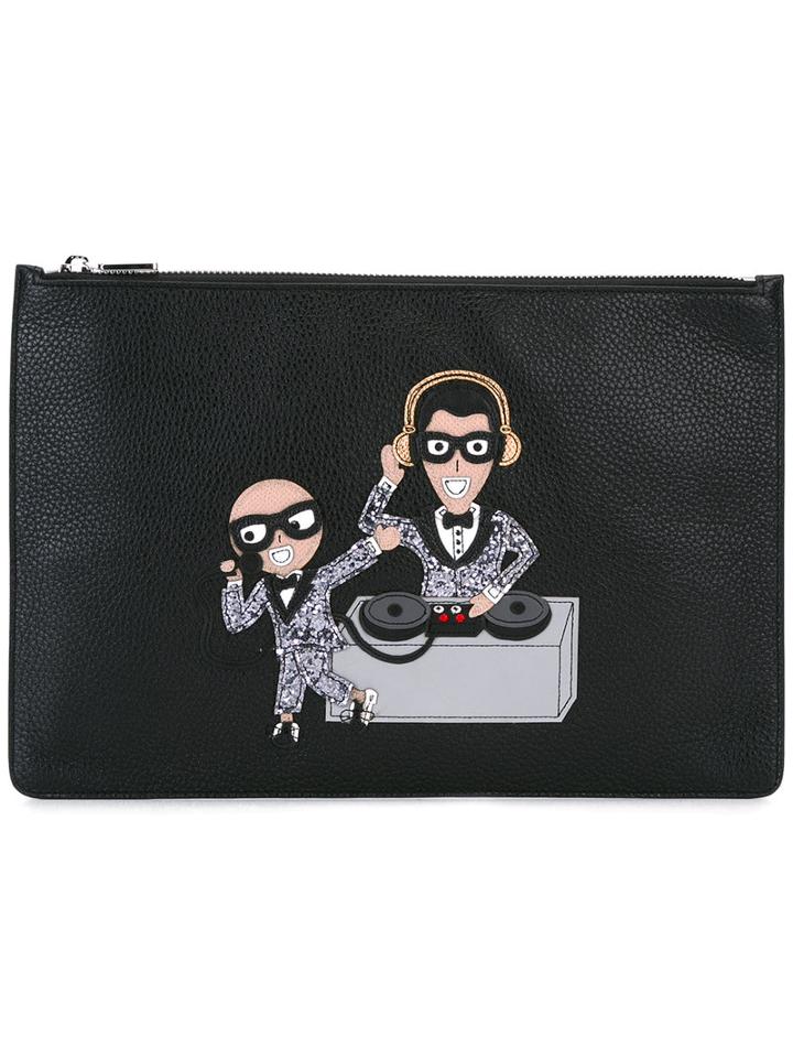 Dolce & Gabbana Dj Clutch Bag, Men's, Black, Calf Leather