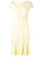 Roland Mouret Pleated Hem Dress, Women's, Size: 14, Yellow/orange, Spandex/elastane/acetate/viscose