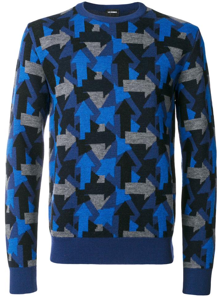 Les Hommes Arrow Intarsia Jumper - Blue