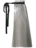 No21 Metallic (grey) Pleated Half Skirt, Women's, Size: 42, Polyester/polyurethane
