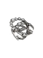 Gucci Crystal Double G Ring - Silver