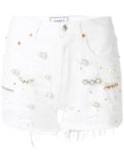 Forte Couture Pearl Embellished Denim Shorts - White