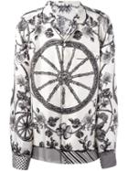 Dolce & Gabbana Wheel Print Pyjama Shirt, Men's, Size: 40, Nude/neutrals, Silk