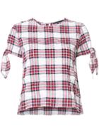 Jenni Kayne - Plaid Tie-sleeve Blouse - Women - Cotton/polyurethane - Xs, Red, Cotton/polyurethane