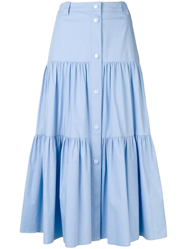 Red Valentino Stretch Poplin Flounced Skirt - Blue