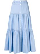 Red Valentino Stretch Poplin Flounced Skirt - Blue
