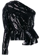 16arlington Sequin One-shoulder Top - Black