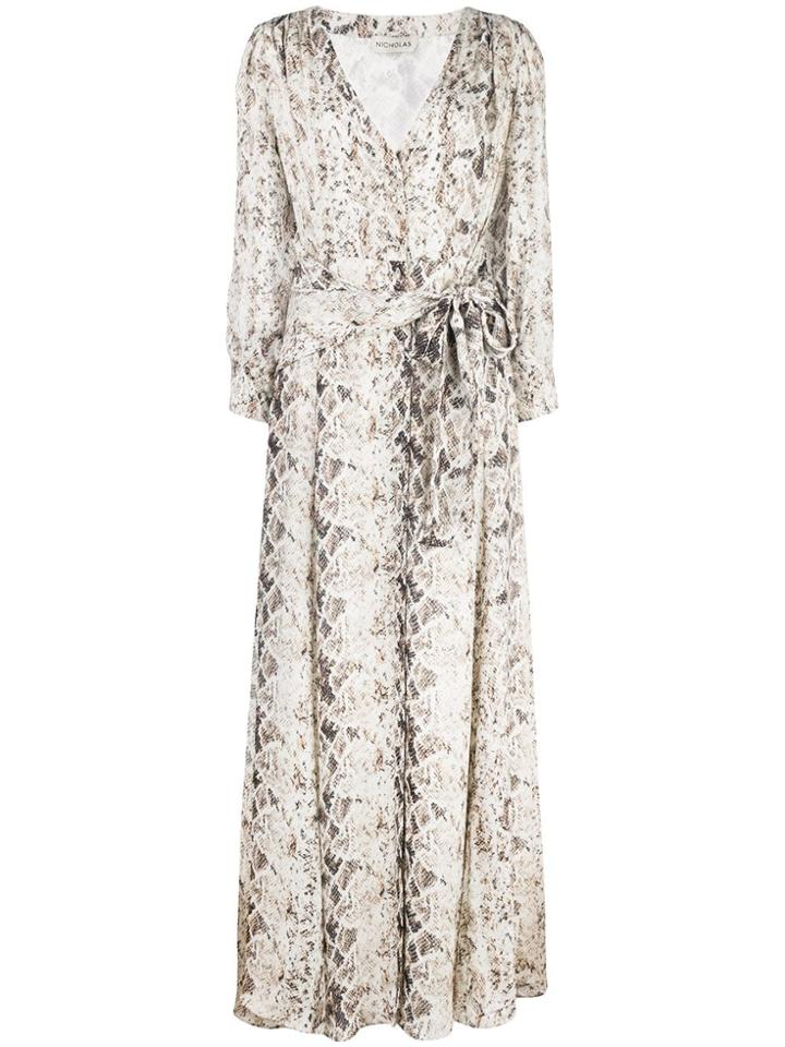 Nicholas Snakeskin-print Maxi Dress - White