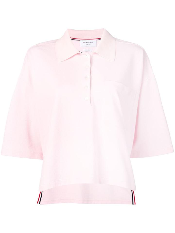 Thom Browne Piqué Cotton Oversized Pocket Polo - Pink