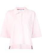 Thom Browne Piqué Cotton Oversized Pocket Polo - Pink