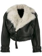 Attico Fur-trimmed Cropped Jacket - Black