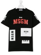 Msgm Kids Logo Colour-block T-shirt - Black