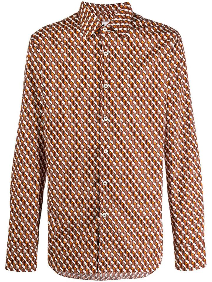 Prada Clash Geometric Pattern Shirt - Brown