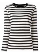 Yohji Yamamoto Striped Round Neck Jumper, Women's, Size: 2, Black, Cotton