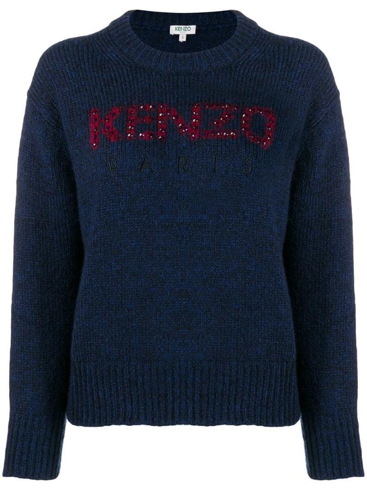 Kenzo Embellished Logo Jumper - Blue
