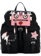 Prada Robot Embellished Backpack - Black