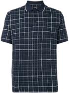 Z Zegna Grid Check Polo Shirt - Blue