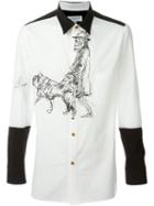 Yohji Yamamoto Front Print Panelled Shirt, Men's, Size: 3, White, Cotton