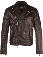Dsquared2 Leather Biker Jacket - Brown