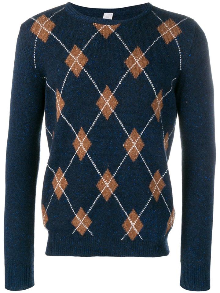 Eleventy Cashmere Argyle Pattern Jumper - Blue