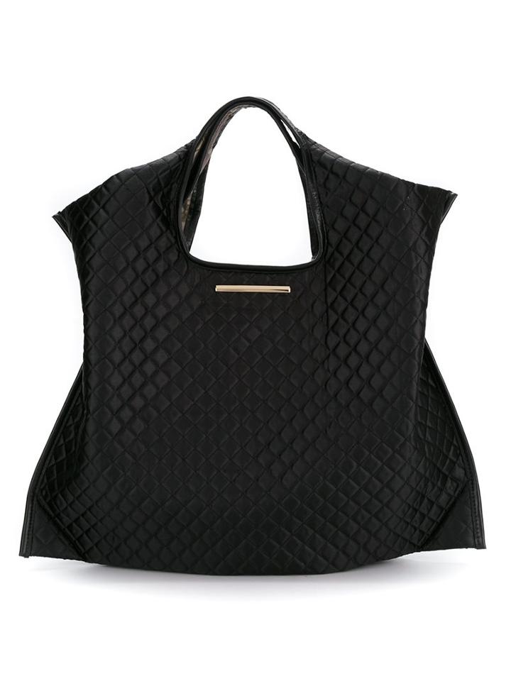 Xaa Quilted Tote Bag, Women's, Black, Silk Satin