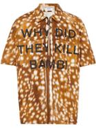 Burberry Deer-print Slogan Shirt - Brown