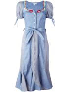 Olympia Le-tan Smoking Lips Beaded Peasant Dress - Blue