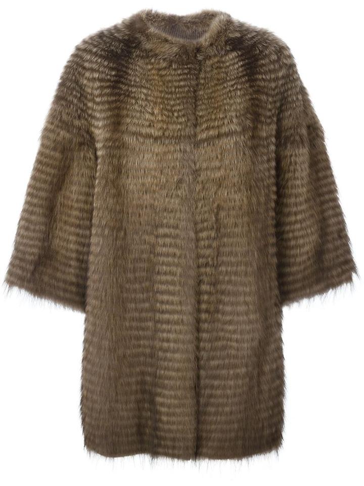 Liska Cashmere Loose Fit Coat, Women's, Size: Xl, Brown, Mink Fur/cashmere