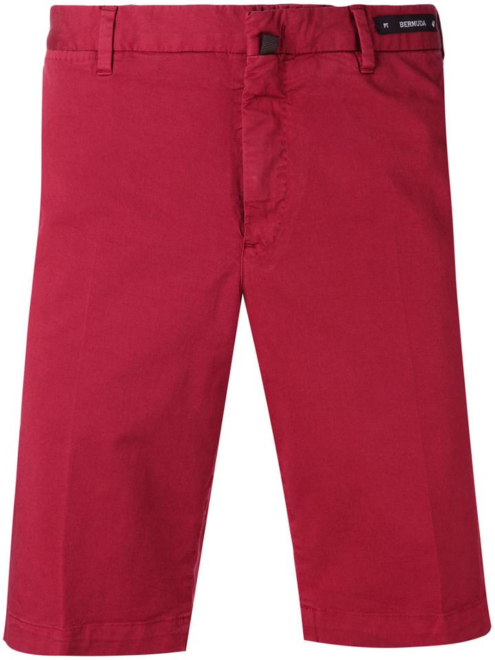 Pt01 - Classic Shorts - Men - Cotton/spandex/elastane - 52, Red, Cotton/spandex/elastane