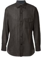 Yohji Yamamoto Triple Collar Shirt Creased Shirt, Men's, Size: 4, Grey, Cotton/polyester