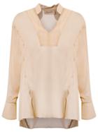 Adriana Degreas V Neck Shirt, Women's, Size: G, Nude/neutrals, Silk