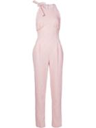 Emilia Wickstead Bow Tie Jumpsuit, Women's, Size: 2, Pink/purple, Silk/polyamide/cotton