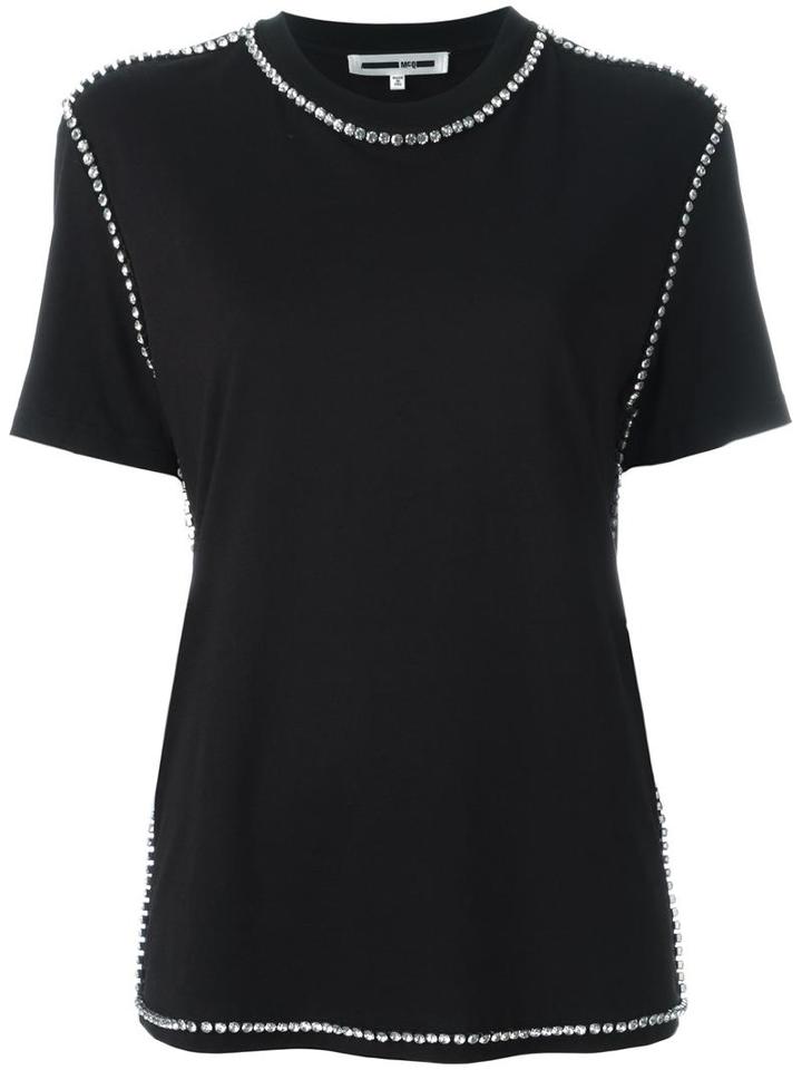 Mcq Alexander Mcqueen Rhinestone Trim T-shirt, Women's, Size: Xs, Black, Cotton