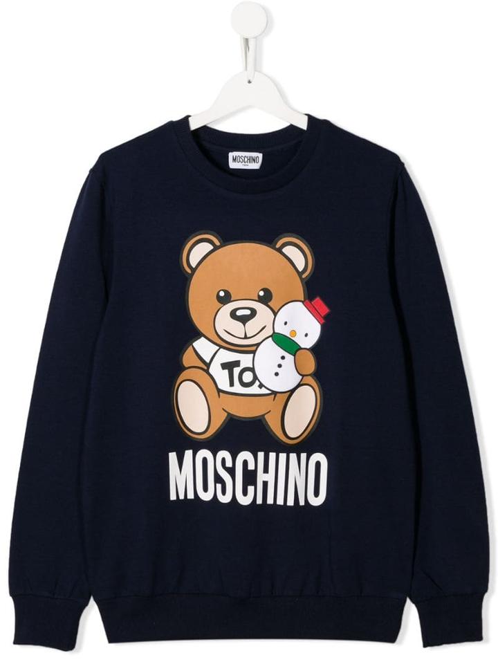 Moschino Kids Teen Teddybear Logo Sweatshirt - Blue