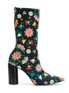 Reinaldo Lourenço Flower Print Boots - Black