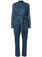 A.p.c. Belted Long-sleeved Jumpsuit - Blue