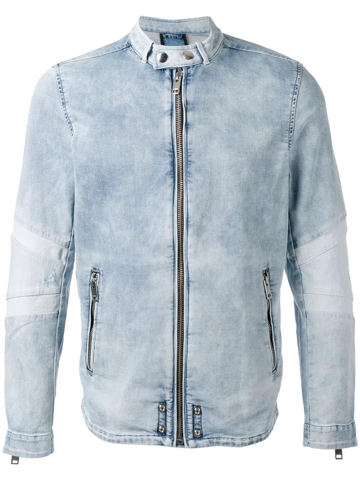 Diesel Denim Zip Jacket, Men's, Size: Small, Blue, Cotton/polyester/spandex/elastane