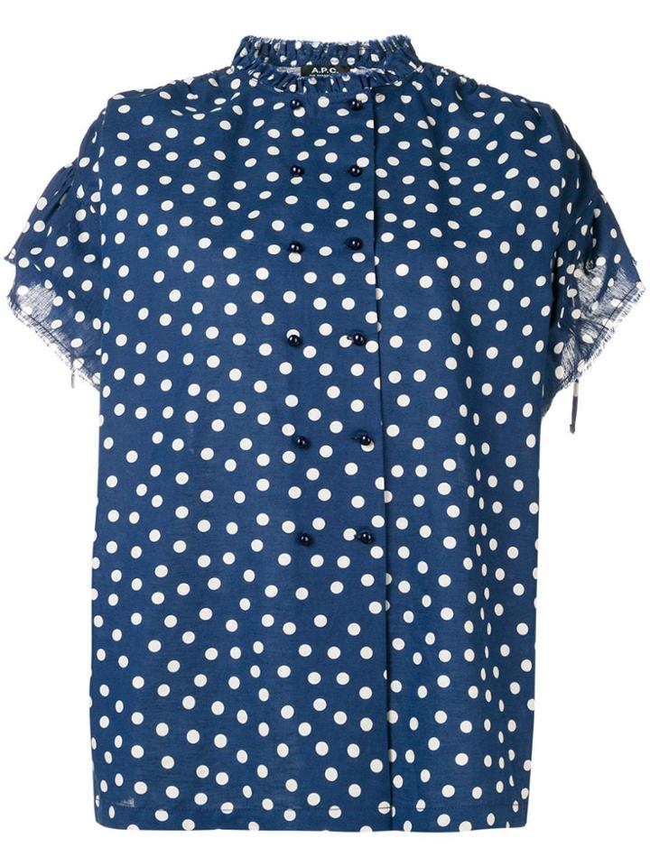 A.p.c. Double Breasted Polka Dot Shirt - Blue