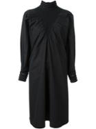 Fendi Puffed Sleeve Dress, Women's, Size: 42, Black, Cotton/silk/polyester