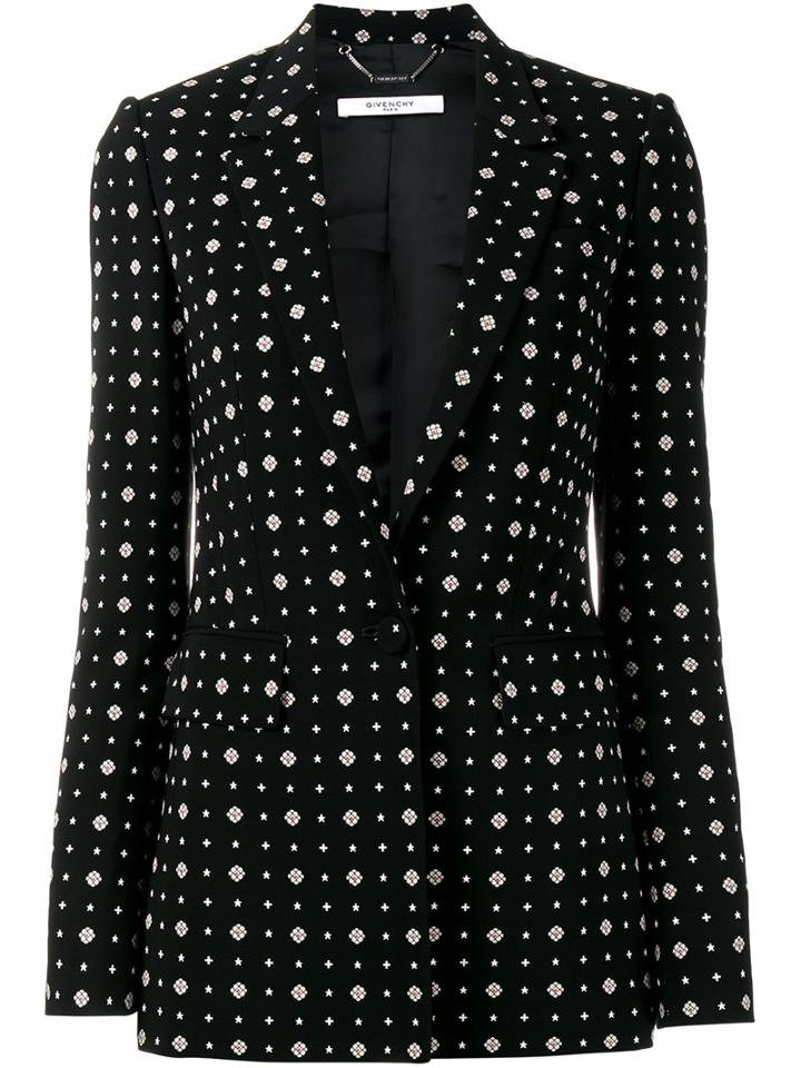 Givenchy Printed Blazer, Women's, Size: 38, Black, Viscose/spandex/elastane/silk
