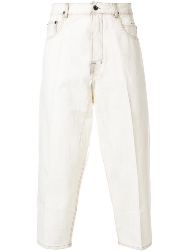 Rick Owens Drkshdw Cropped Loose Fit Jeans - White