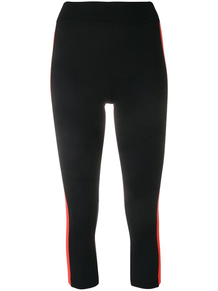 No Ka' Oi Cropped Side Stripe Leggings - Black