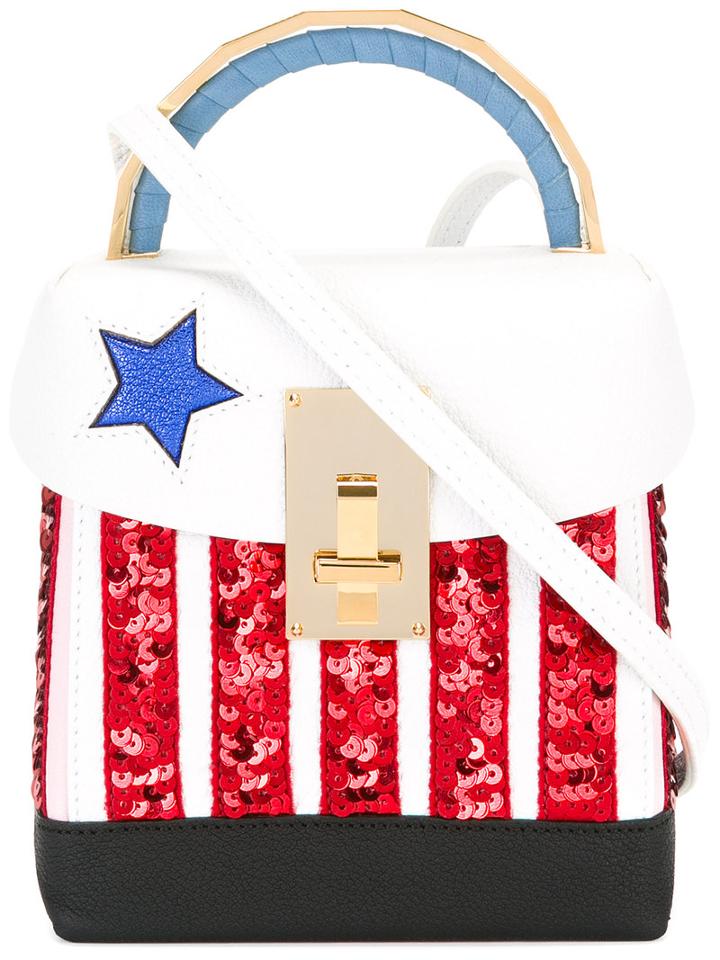 The Volon Sequined Mini Tote, Women's, White, Pvc/lamb Skin