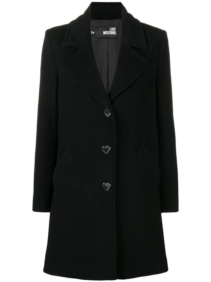Love Moschino Classic Single Breasted Coat - Black