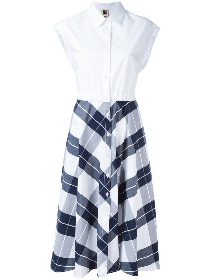 I'm Isola Marras Plaid Flared Shirt Dress, Women's, Size: 42, White, Cotton