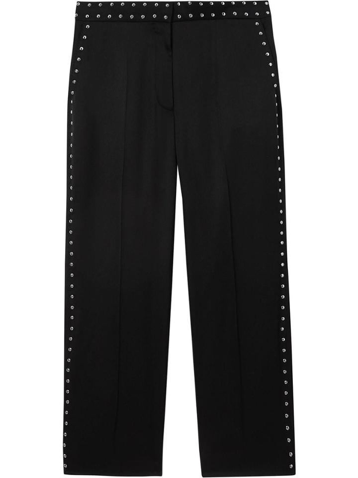 Burberry Studded Silk Satin Tailored Trousers - Black