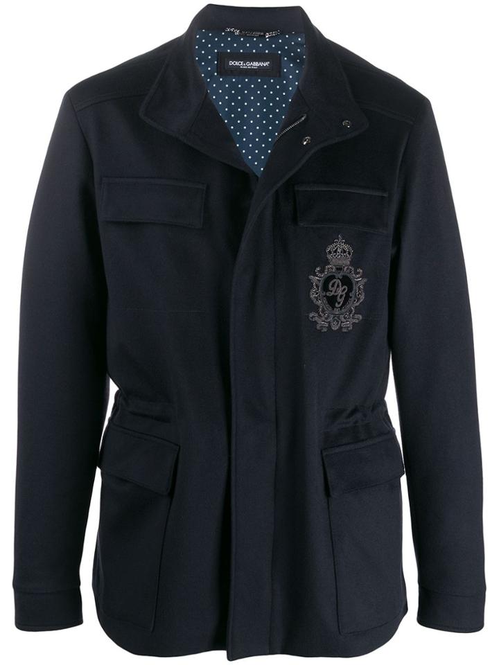 Dolce & Gabbana Embroidered-badge Field Jacket - Blue