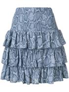 Michael Michael Kors Snakeskin Print Ruffle Skirt - Blue