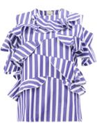 Maison Rabih Kayrouz Ruffled Stripe Blouse - White